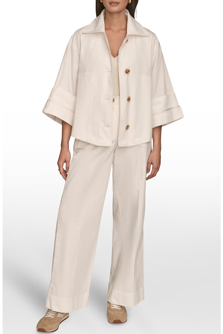 Button Front Cotton Twill Jacket, Alternate, color, CREAM