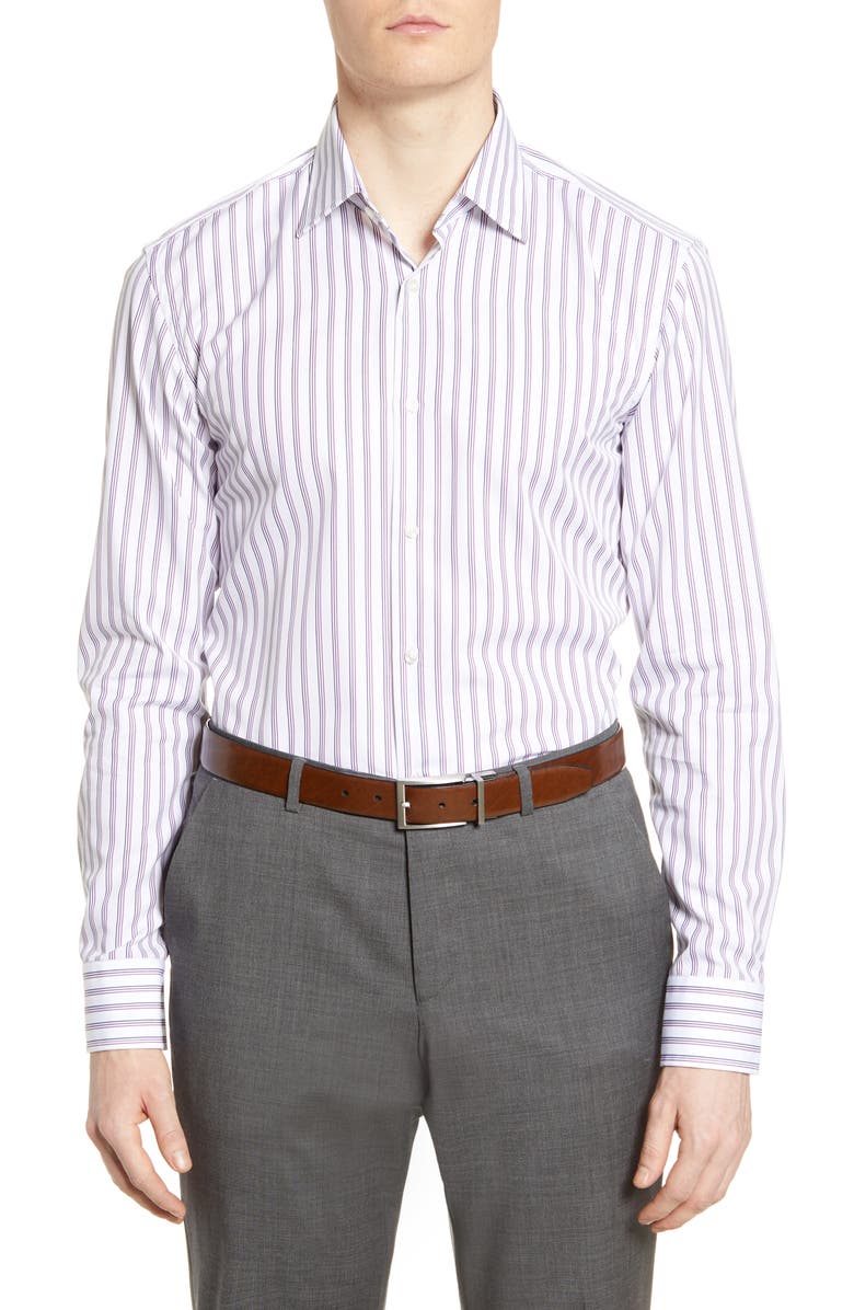 BOSS Slim Fit Stripe Dress Shirt, Main, color, 