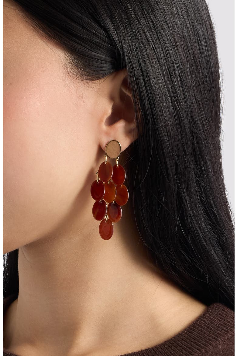 Chandelier Drop Earrings, Alternate, color, BROWN- GOLD