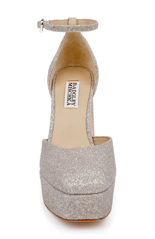 Shop Badgley Mischka Collection Jayda Ankle Strap Platform Pump In Champagne Glitter