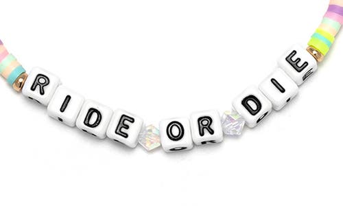 Little Words Project Bff Ride Or Die Beaded Stretch Bracelet In White Multi