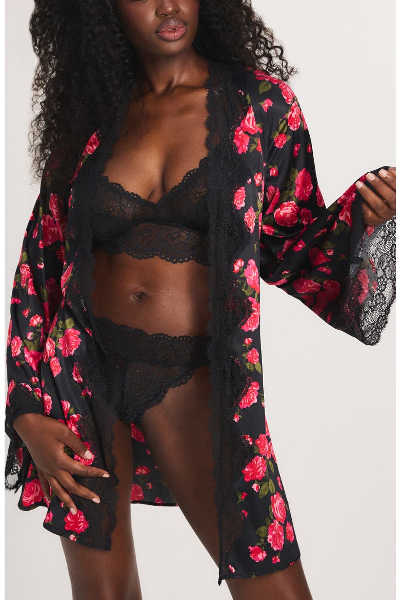 Nite Shade Short Sleep Robe, Main, color, HOT HEAVY PINK ROSY PASSIONS