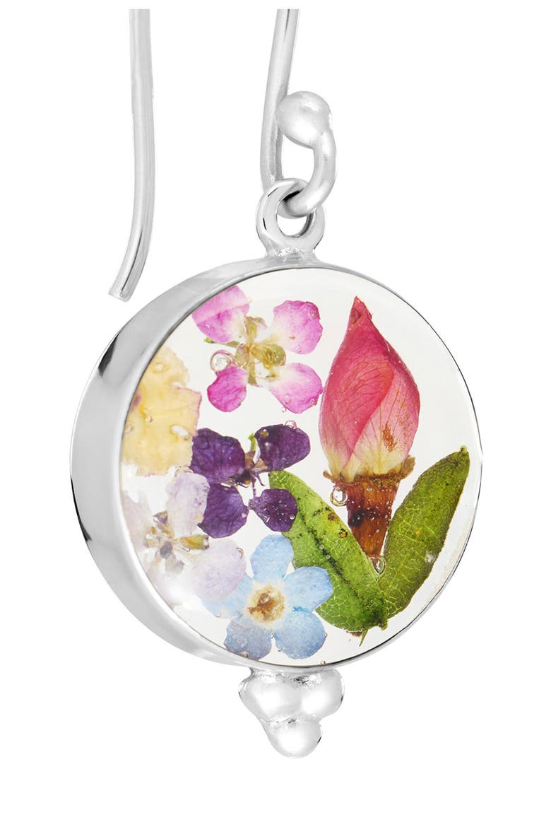 Dried Flower Resin Drop Earrings, Alternate, color, SILVER