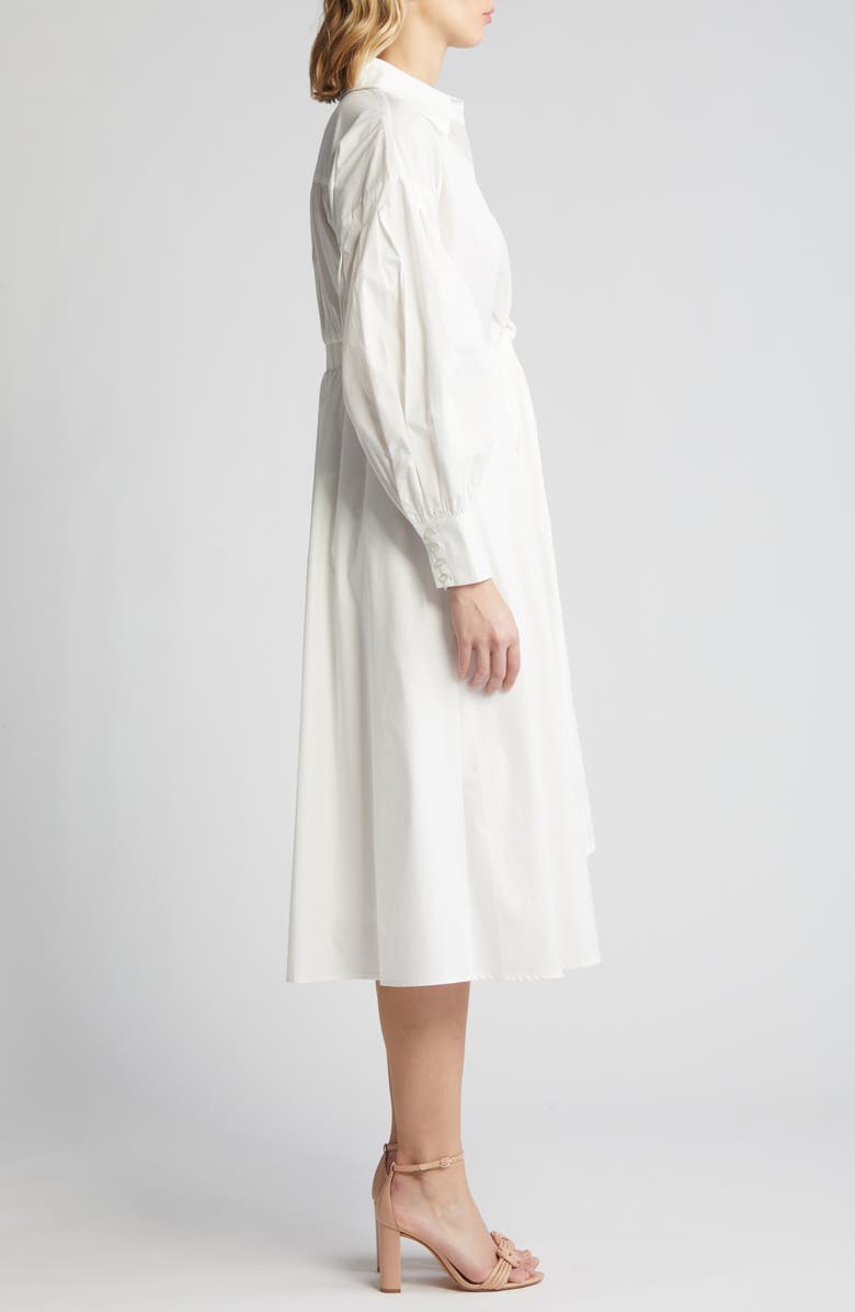 ZOE AND CLAIRE Tie Waist Long Sleeve Cotton Shirtdress, Alternate, color, 