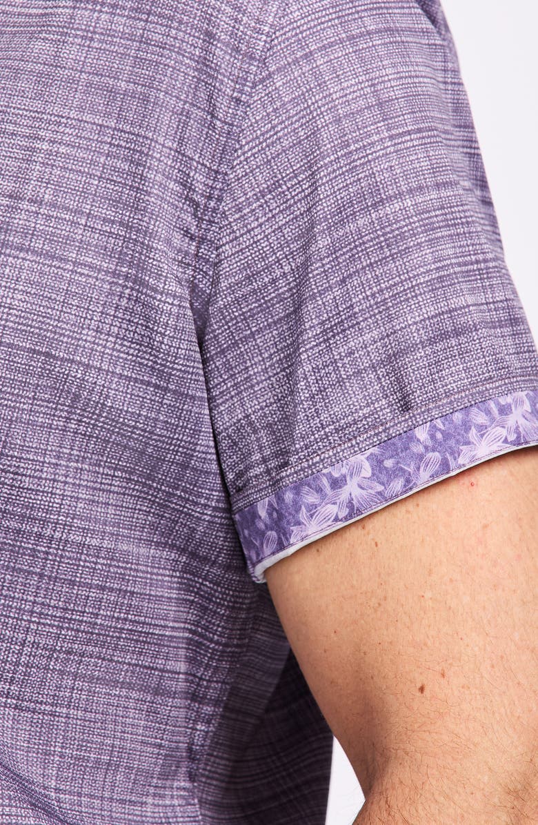 Robert Graham Roth Short Sleeve Cotton Button-Up Shirt, Alternate, color, Lilac