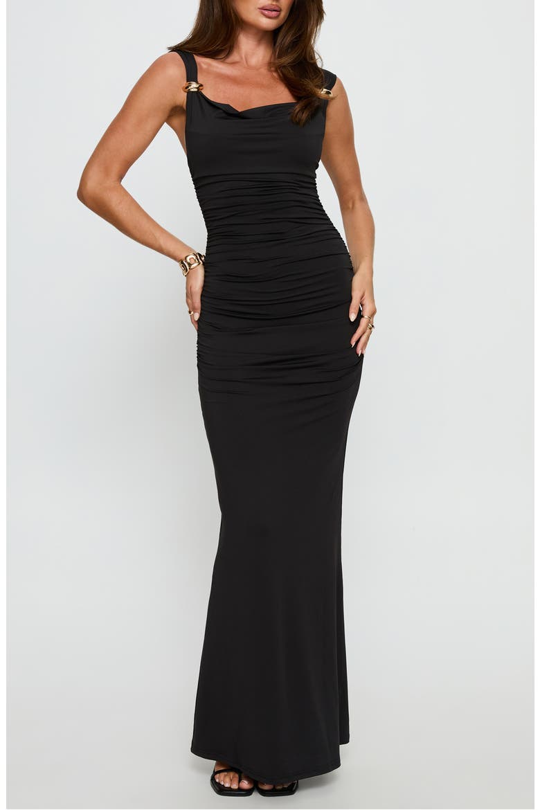 Yakira Back Cut Out Maxi Dress, Main, color, BLACK