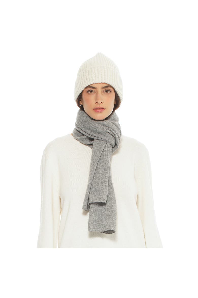 Pure Cashmere Ribbed Hat, Alternate, color, Milk White