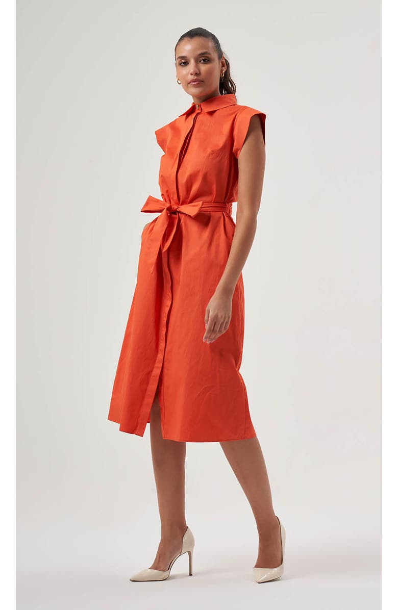 Mizalle MZL Belted Sleevless Midi, Alternate, color, Pomegranate Flower