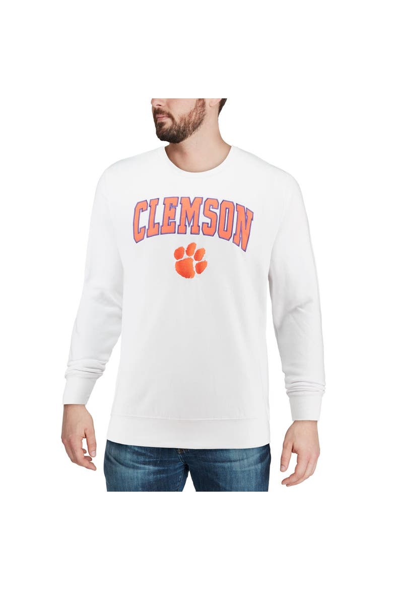 Men's Colosseum White Clemson Tigers Arch & Logo Crew Neck Sweatshirt, Alternate, color, White