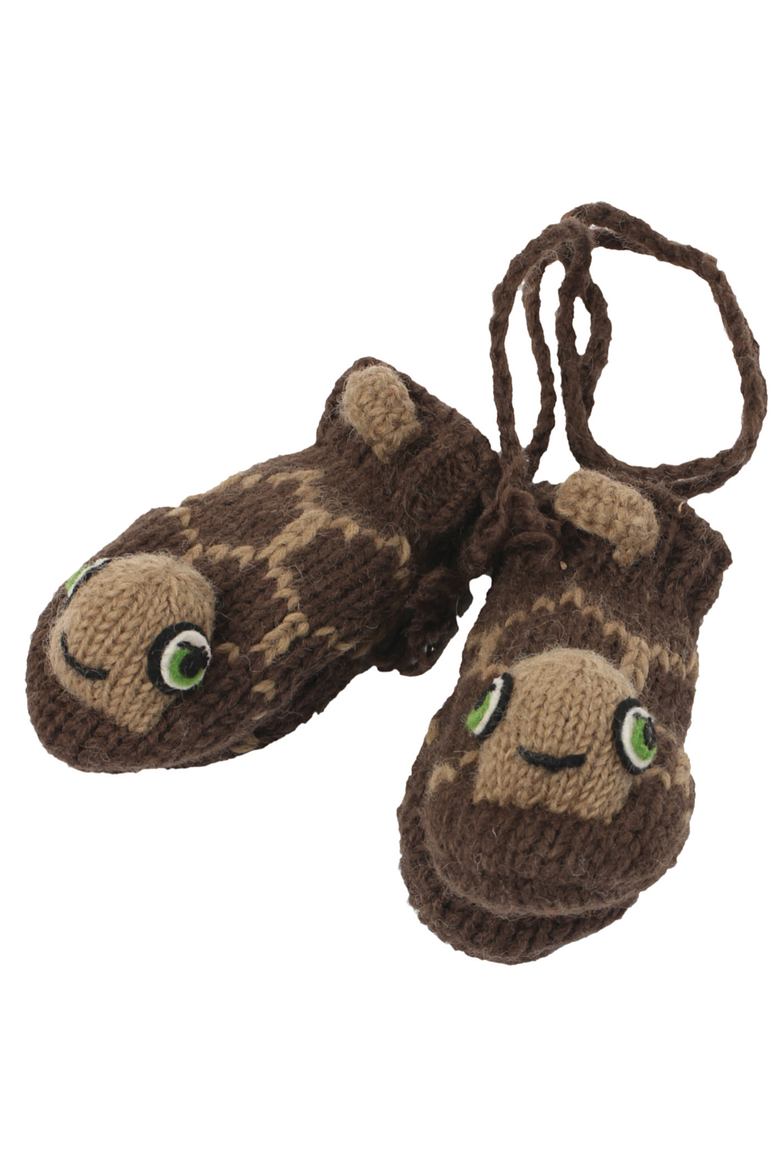 Turtle Mittens, Main, color, Brown