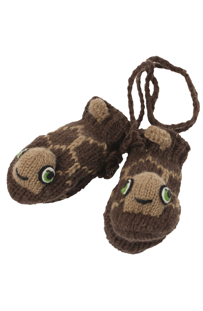 Nirvanna Designs Turtle Mittens, Main, color, Brown