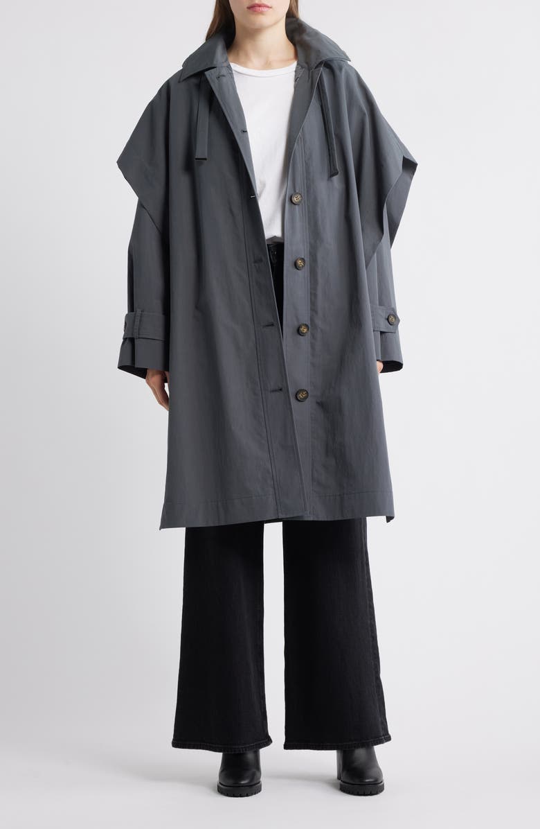 Bernardo Longline Belted Raincoat, Alternate, color, Slate
