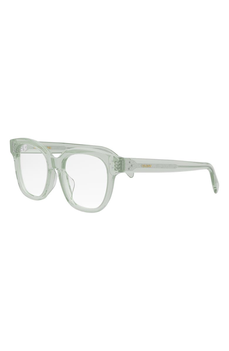 CELINE Bold 53mm Round Optical Glasses, Alternate, color, Shiny Light Green