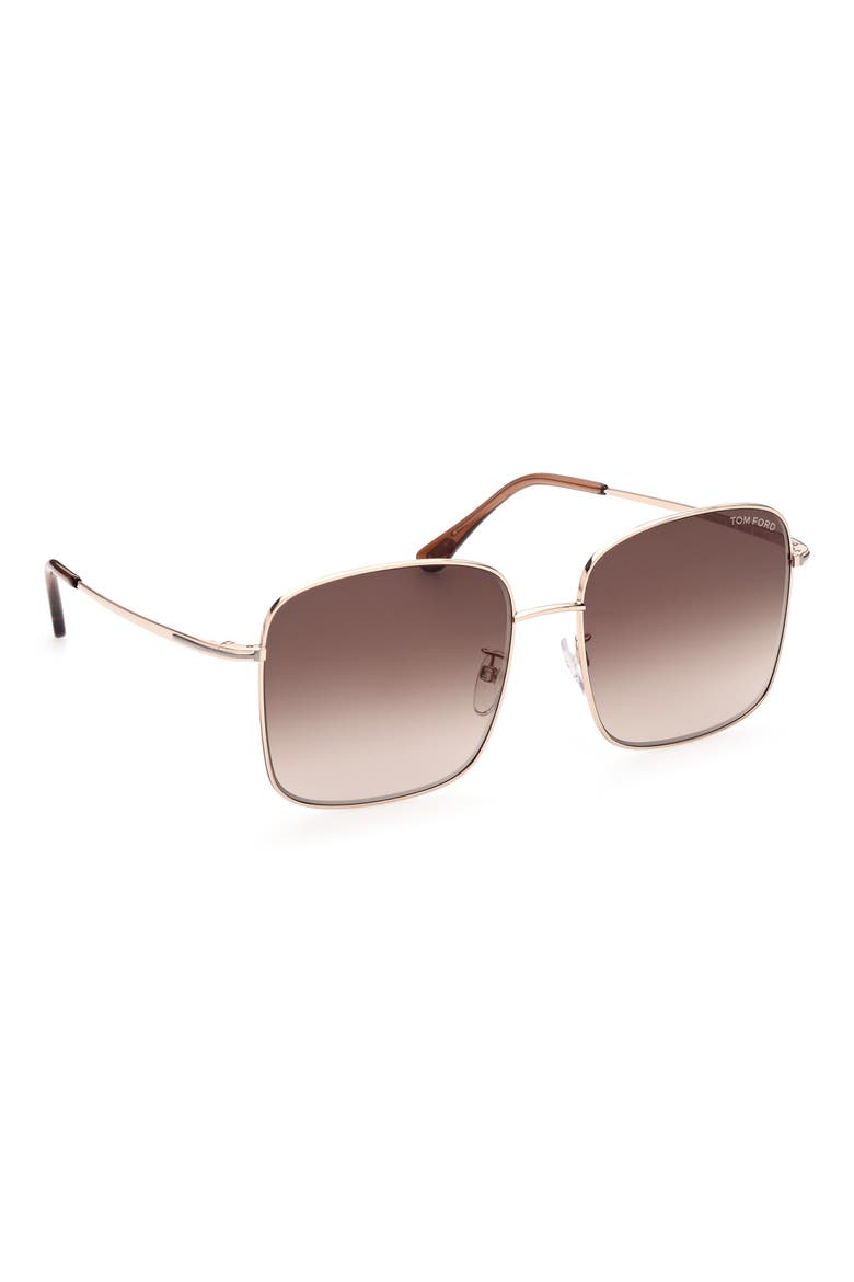 59mm Square Sunglasses, Alternate, color, SHINY ROSE GOLD / BROWN