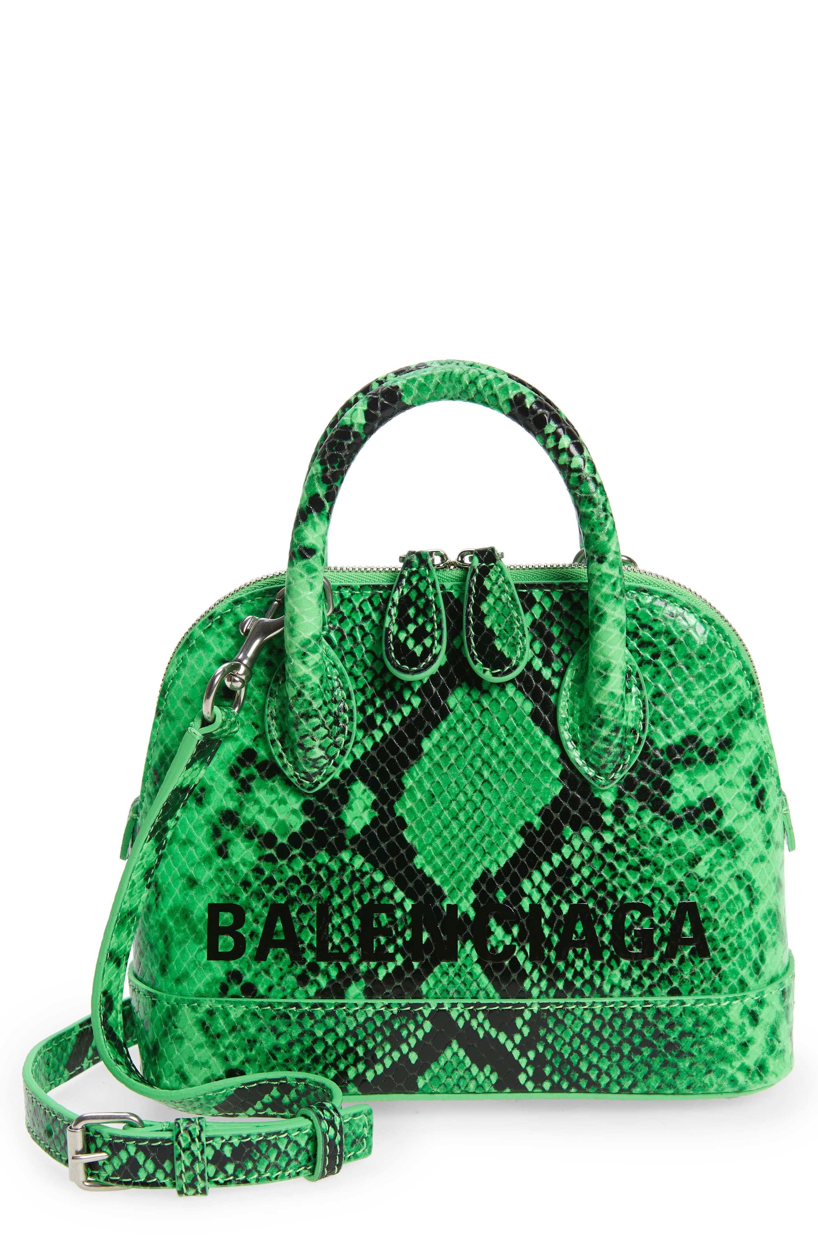 Balenciaga Extra Extra Small Ville AJ Snake Embossed Leather Satchel, Main, color, 