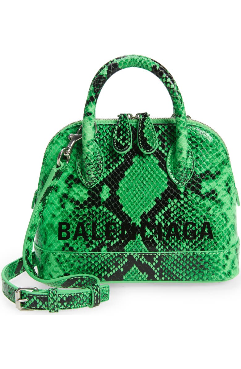 Balenciaga Extra Extra Small Ville AJ Snake Embossed Leather Satchel, Main, color,