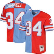 Mitchell & Ness Men's Mitchell & Ness Earl Campbell Red/Light Blue Houston Oilers Gridiron Classics 1980 Split Legacy Replica Jersey