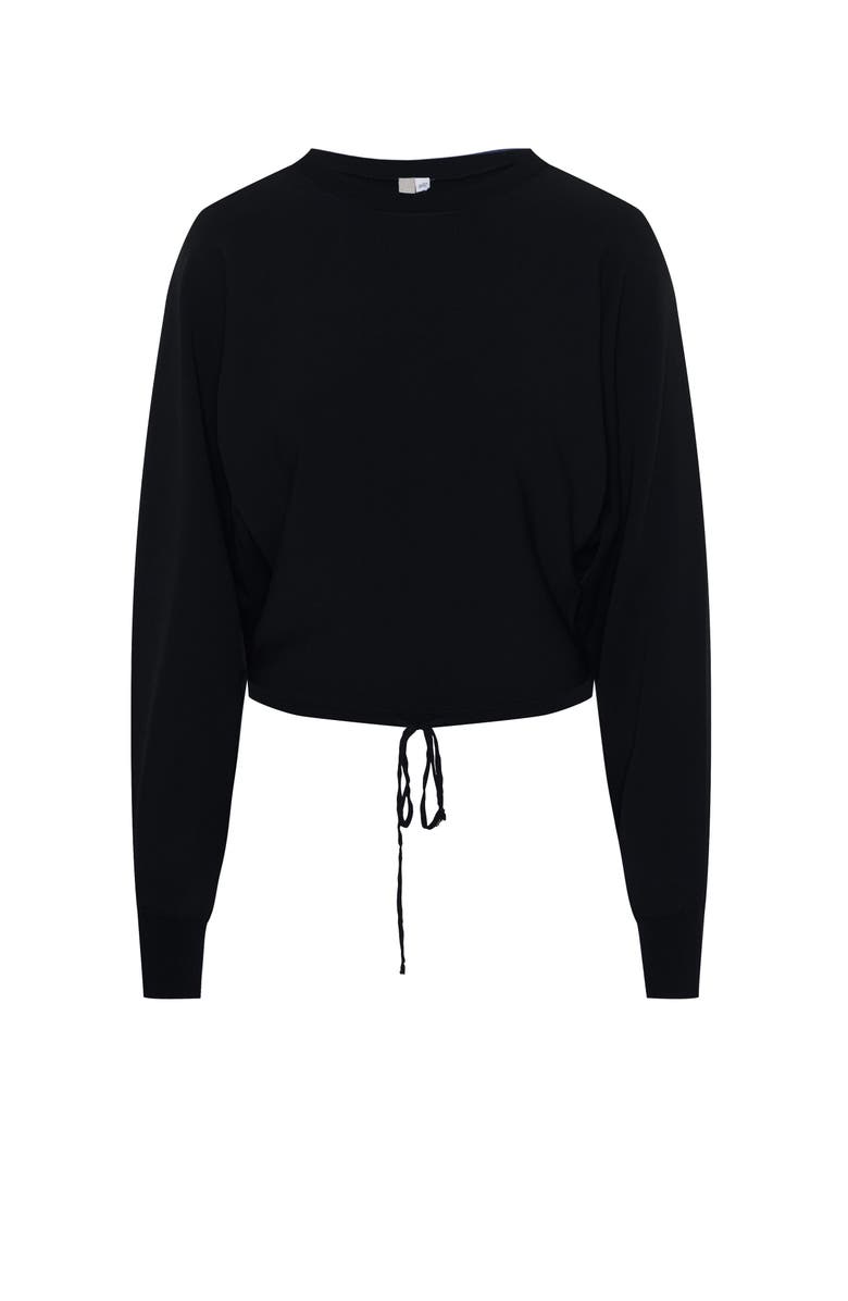 Ginger Dolman Crop Cord Hem Horizontal Knit Top, Main, color, Black