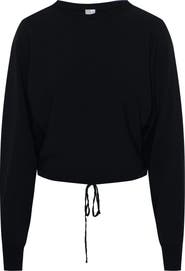 Ginger Dolman Crop Cord Hem Horizontal Knit Top