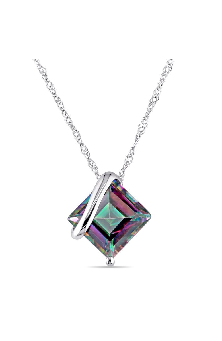 Julianna B. Gemstone Square Solitaire Necklace 10K, Main, color, Exotic Green Topaz