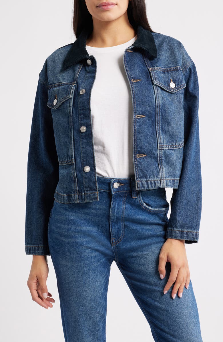 WARP+WEFT AVL Crop Denim Jacket, Main, color, Mercer