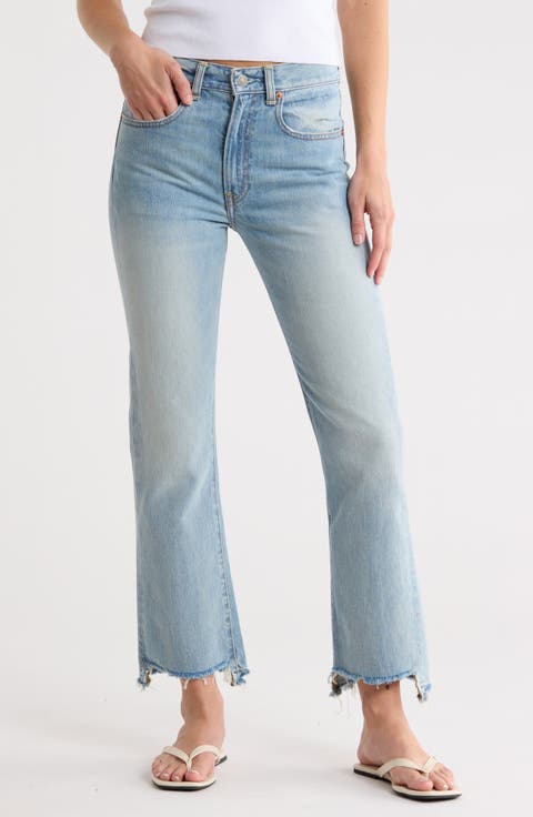 Jaclyn Slim Kick Frayed Jeans (Jinx Blue)