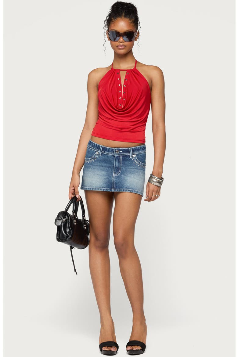 Sania Grommet Cutout Halter Top, Alternate, color, RED