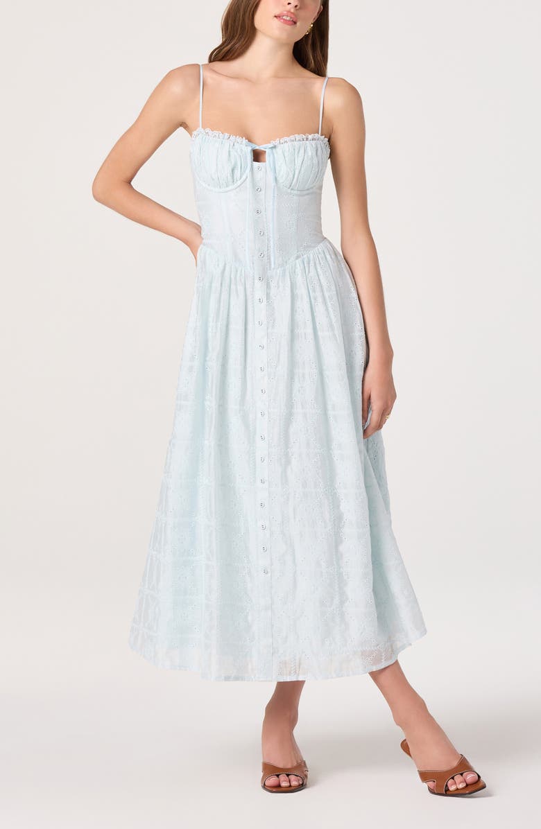 ASTR the Label Aubrey Embroidered Sleeveless Maxi Dress, Alternate, color, Powder Blue