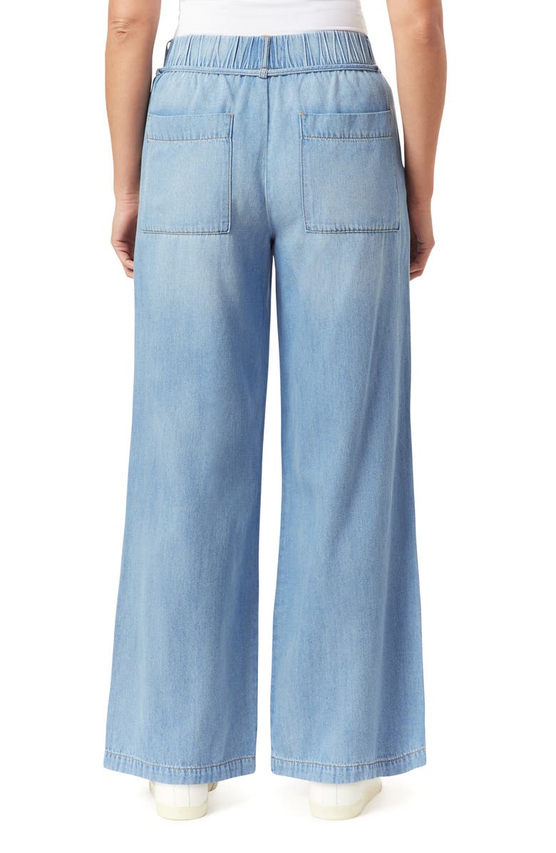 Kensie Drapey High Waist Tie Wide Leg Jeans, Alternate, color, Brisbane