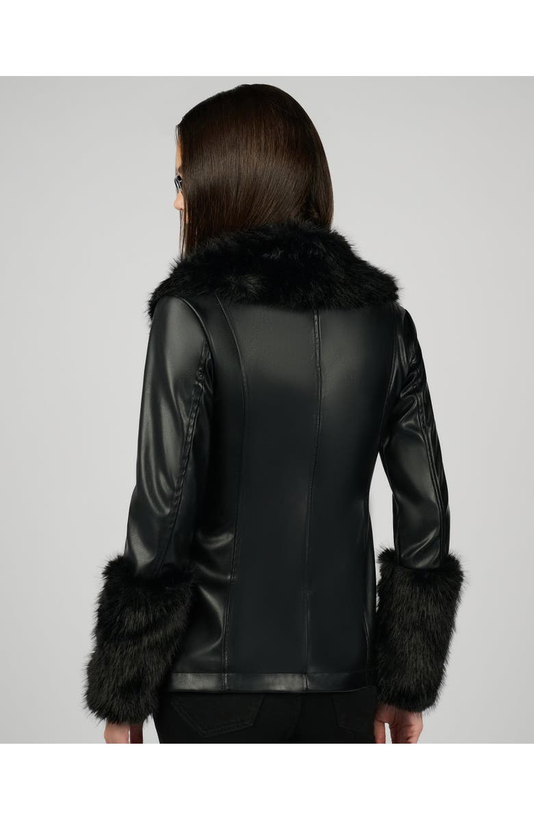 WeWoreWhat Fur Collar Jacket, Alternate, color, Black