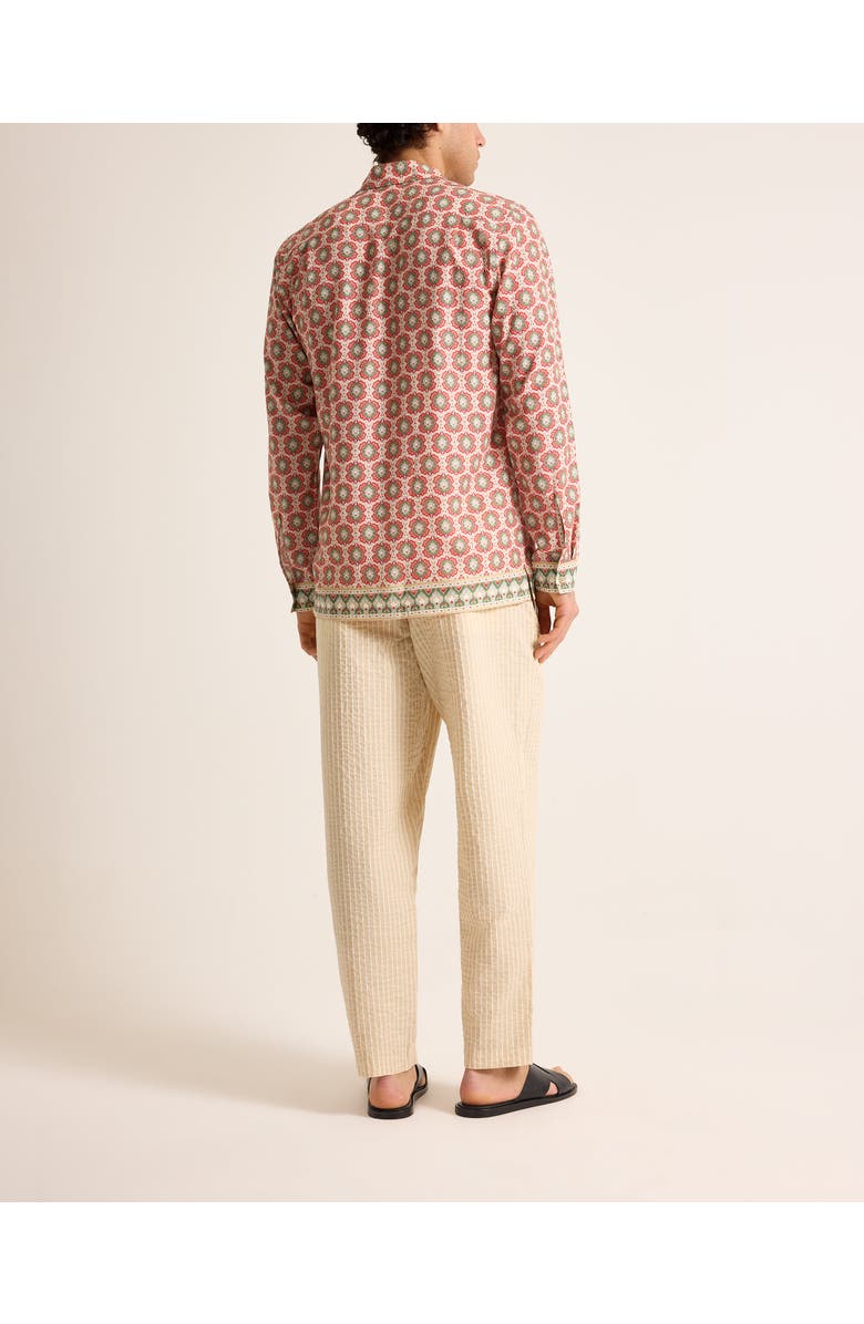 Orlebar Brown Ridley Relaxed Fit Passetto Print Overhead Shirt, Alternate, color, Vermillion