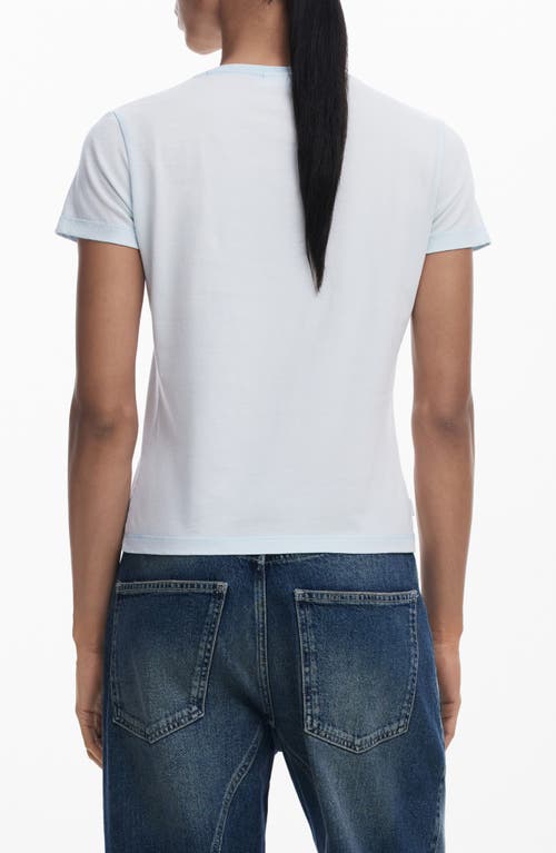 Desigual Embellished Logo T-shirt In Light Blue