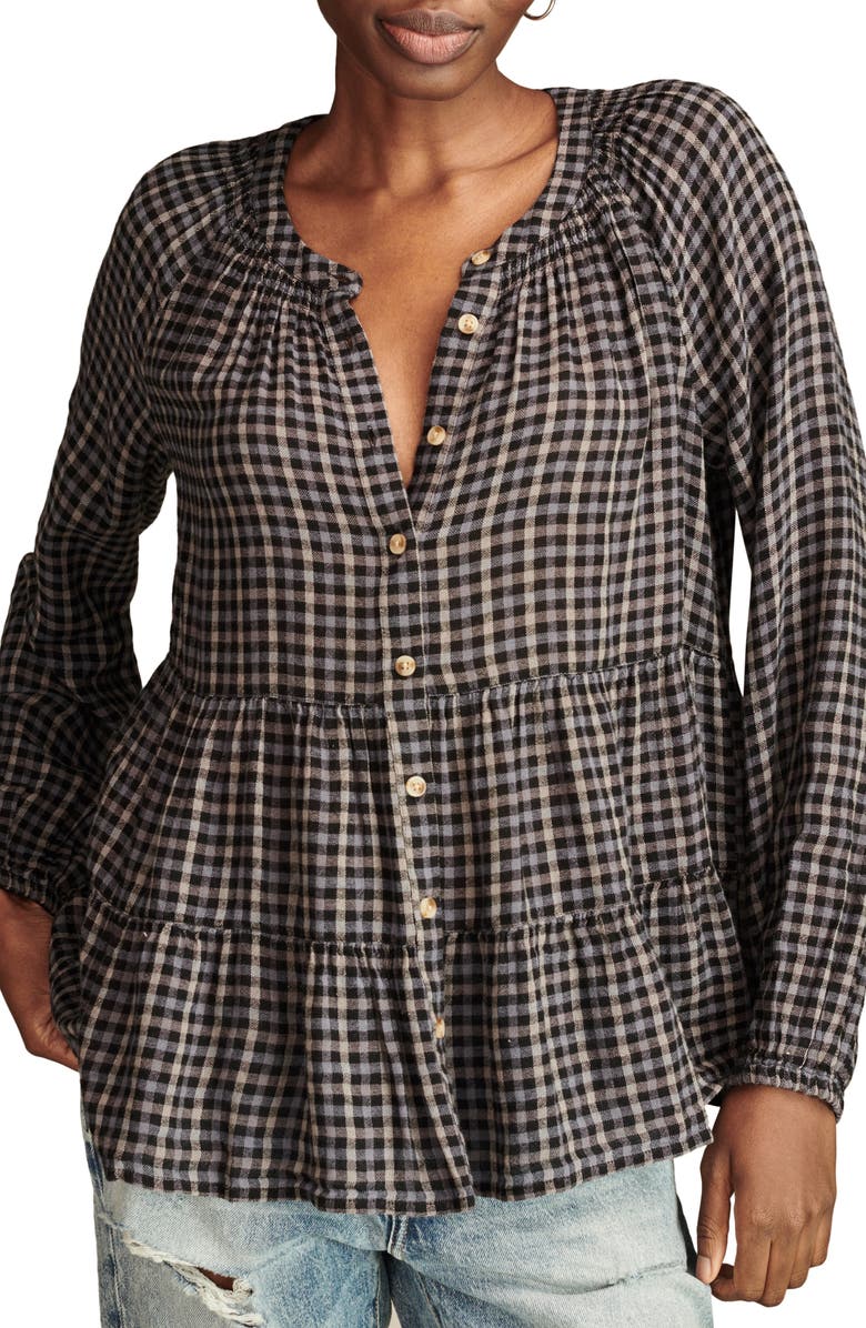 Lucky Brand Tiered Babydoll Top, Main, color, 