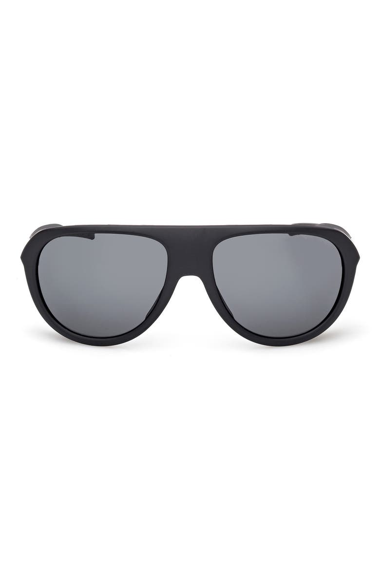 60mm Pilot Sunglasses, Main, color, MATTE BLACK / SMOKE