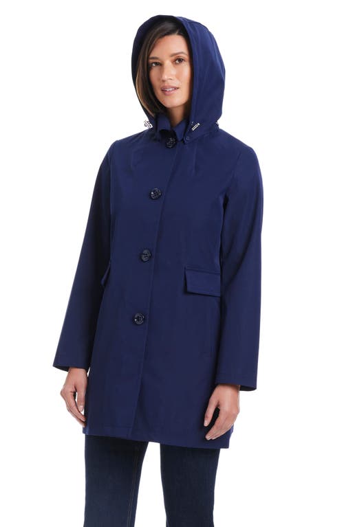 Kate Spade New York Single Breasted Hooded Trench Coat In Planetary Navy