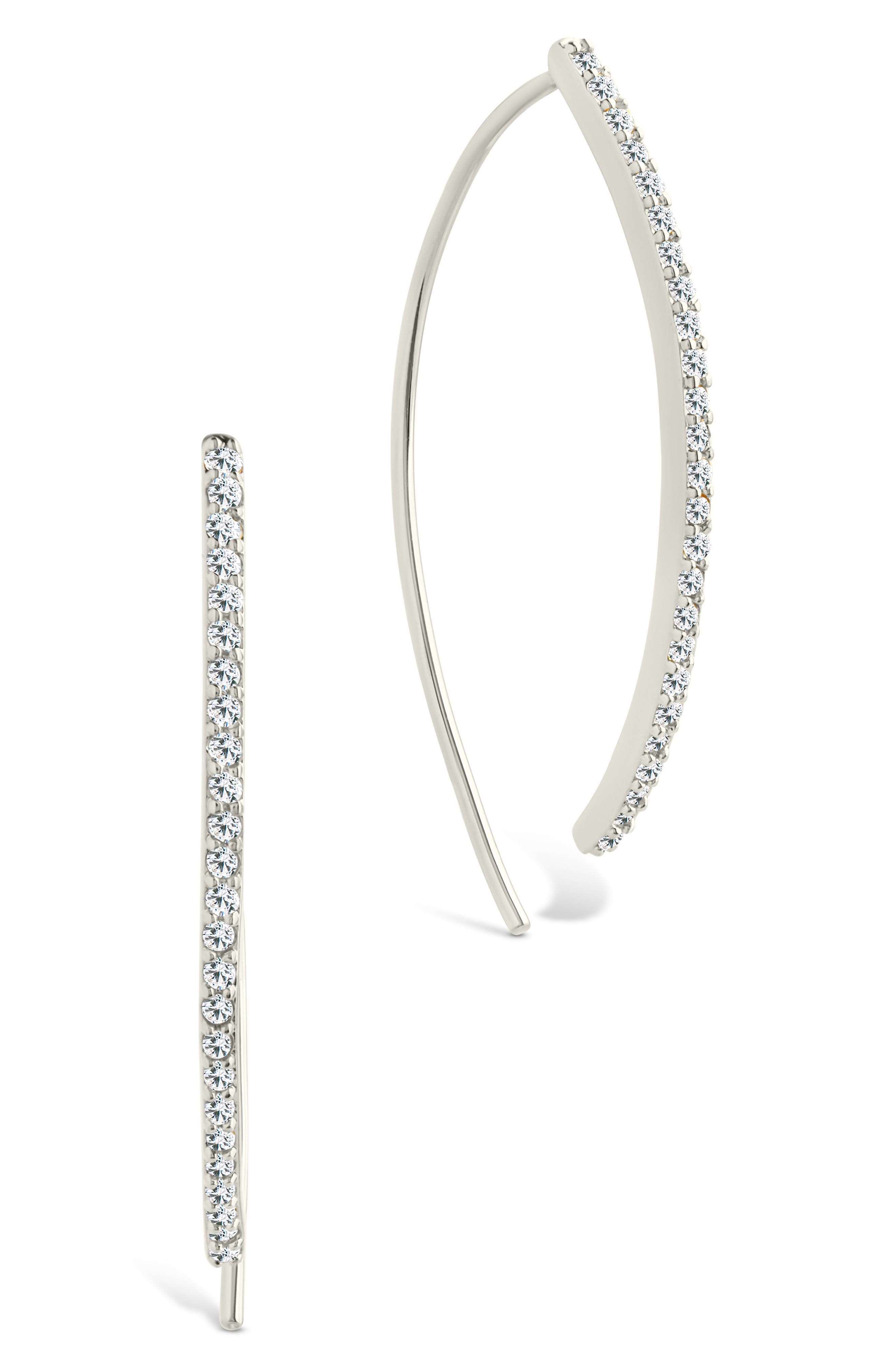 Sterling Forever Vanessa Delicate Pavé Cubic Zirconia Threader Earrings