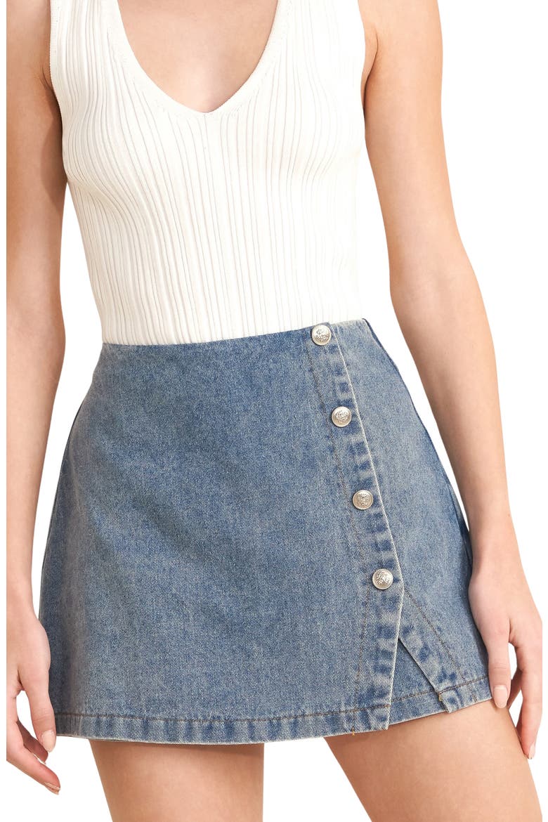 Denim Skort, Main, color, LIGHT INDIGO