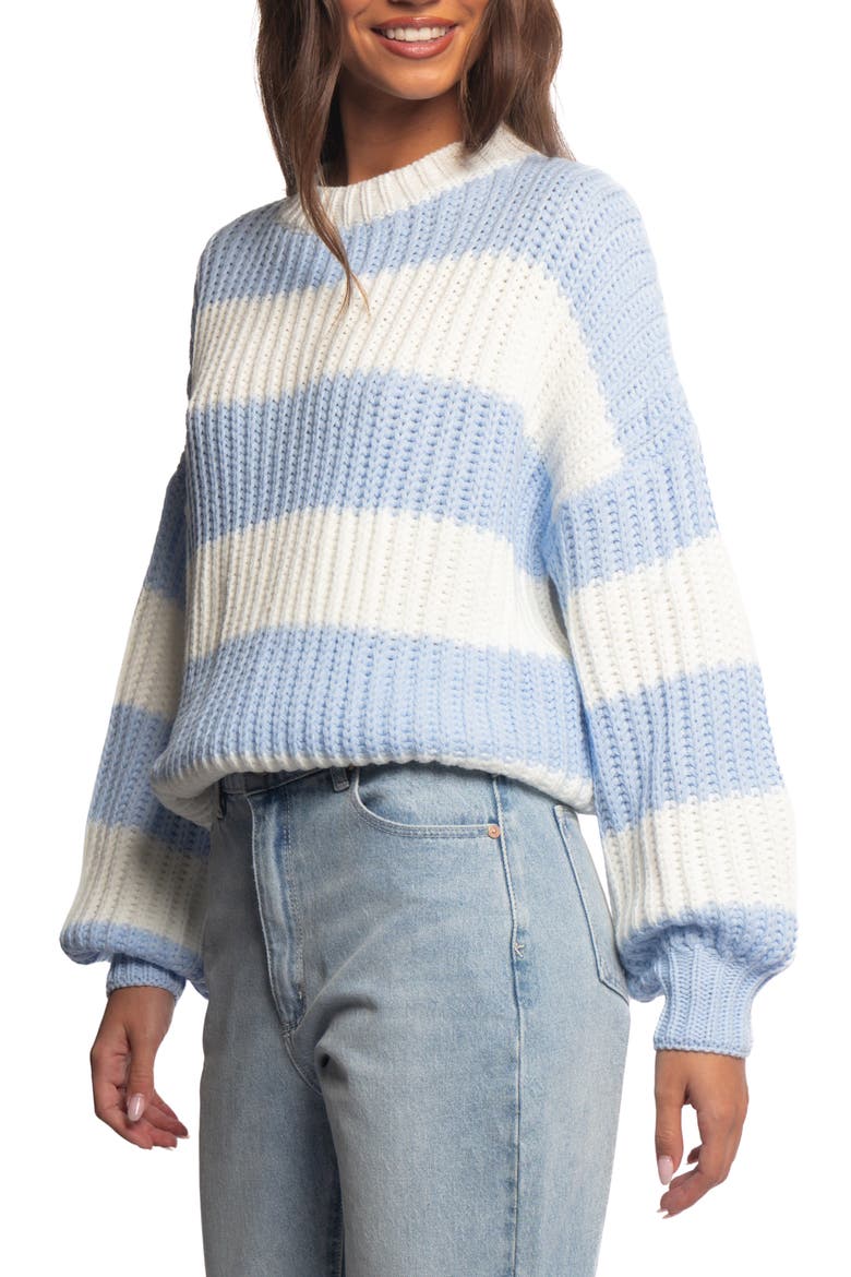 Courtney Stripe Chunky Sweater, Alternate, color, BLUE CREAM