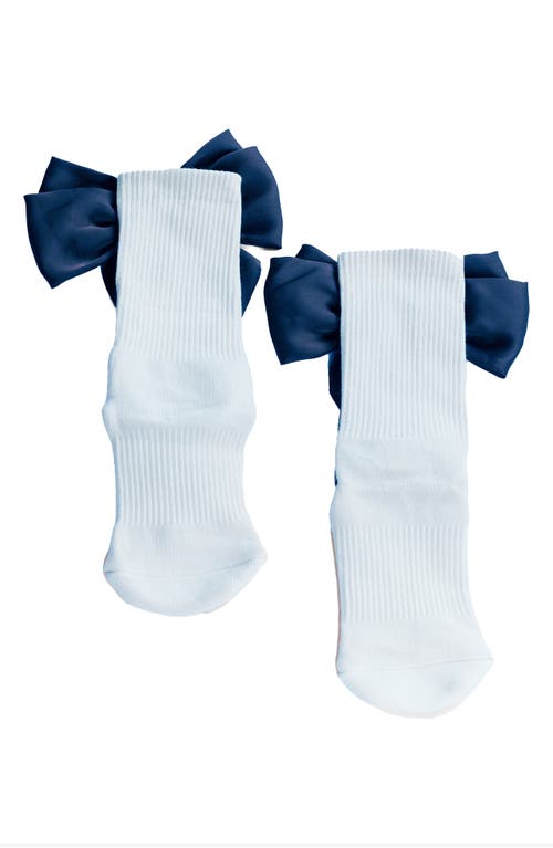 Arebesk Anna Bow No-slip Grip Crew Socks In Blue