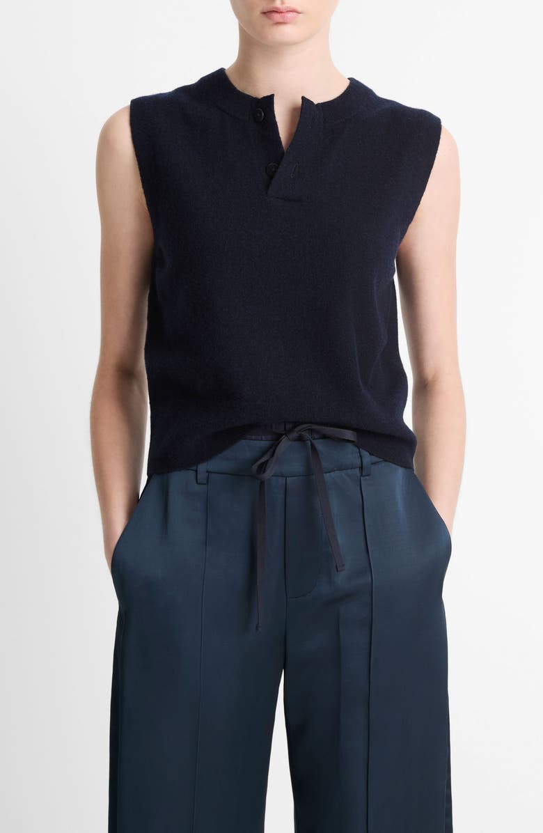 Vince Henley Wool Blend Sweater Tank, Main, color, Coastal