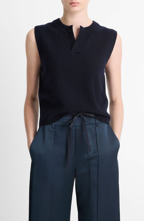 Henley Wool Blend Sweater Tank