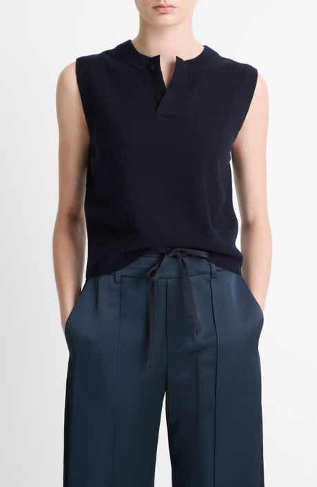 Vince Henley Wool Blend Sweater Tank