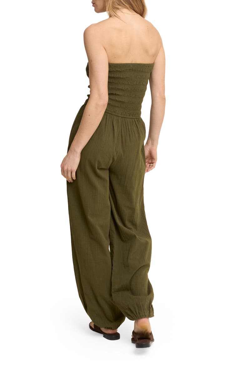 Carly Strapless Cotton Jumpsuit, Alternate, color, GREEN