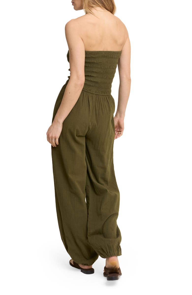 Nobody's Child Carly Strapless Cotton Jumpsuit, Alternate, color, Green