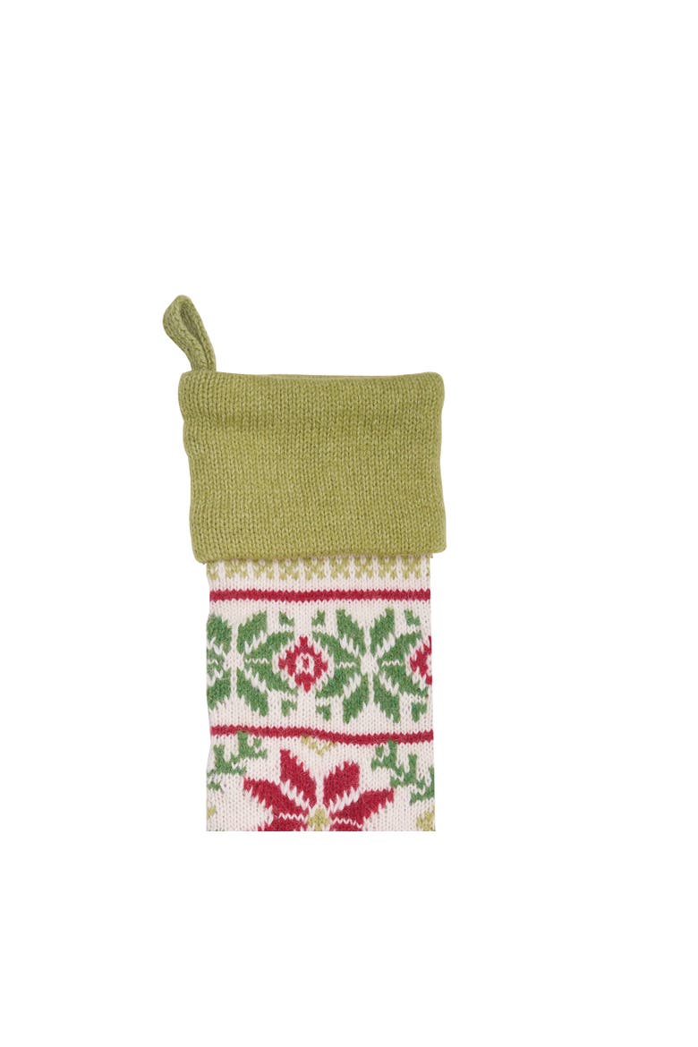 Woodland Deer Knit Stocking, Alternate, color, Green