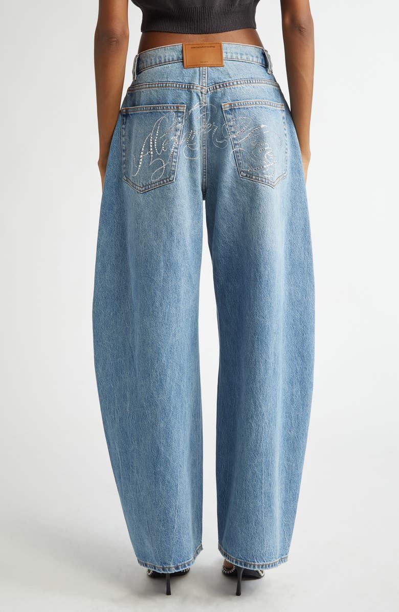 Alexander Wang Logo Hotfix Oversize Rounded Low Rise Jeans, Alternate, color,