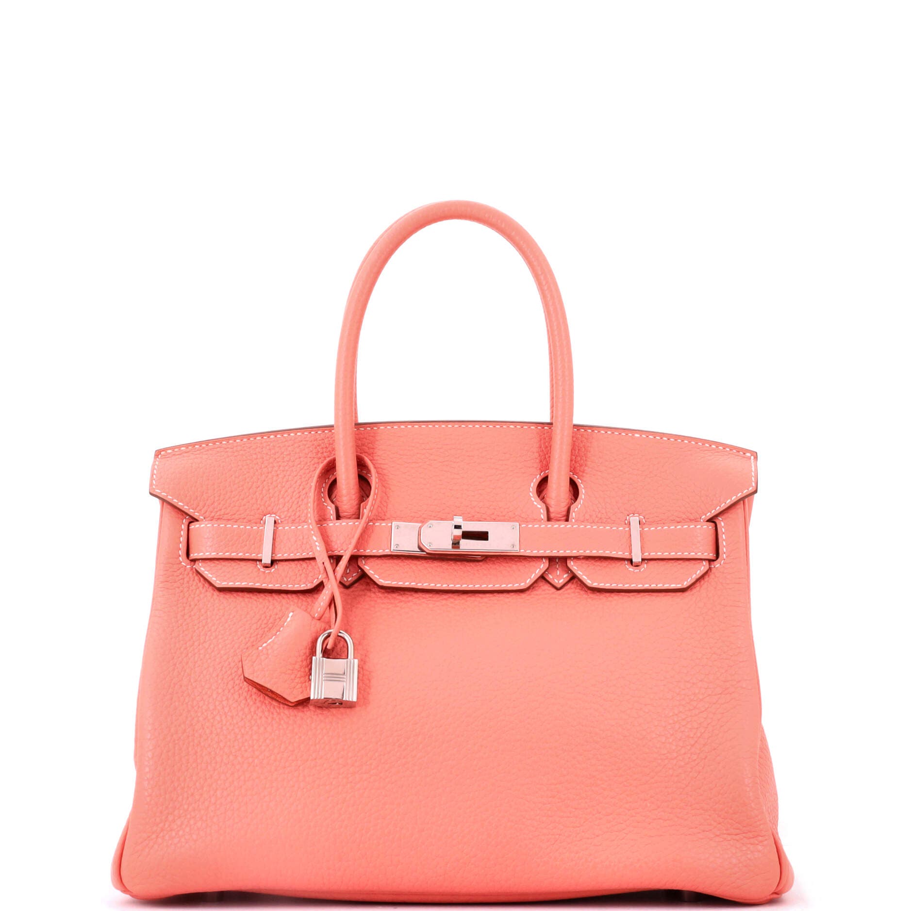 Birkin Handbag Pink Clemence with Palladium Hardware 30, Main, color, Orange