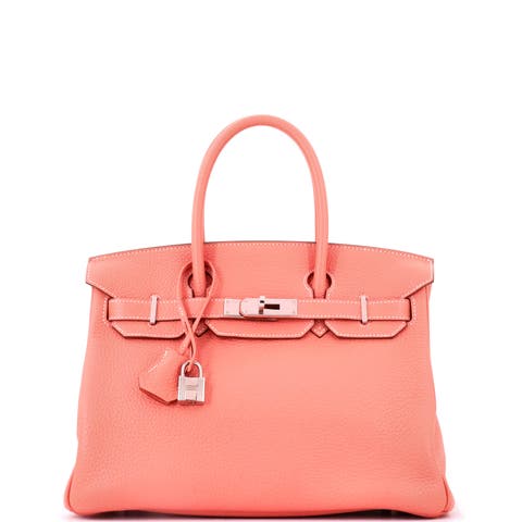 Birkin Handbag Pink Clemence with Palladium Hardware 30
