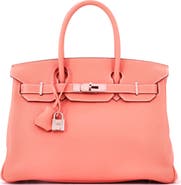 Pre-Owned Hermes Birkin Handbag Pink Clemence with Palladium Hardware 30