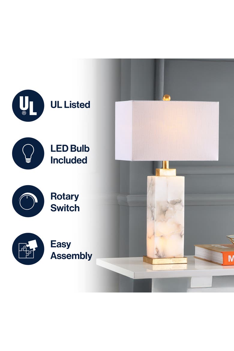 Elizabeth 27.5" Contemporary Coastal Alabaster LED Table Lamp, Alternate, color, White/Gold Painting